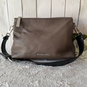 Michael Kors Taupe and Black Pebble Leather Handbag